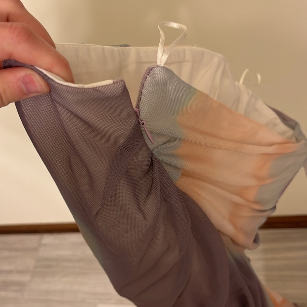 NWT Zara Strapless Tulle Printed Long Dress Tie Dye Print Sundress - Picture 10 of 10